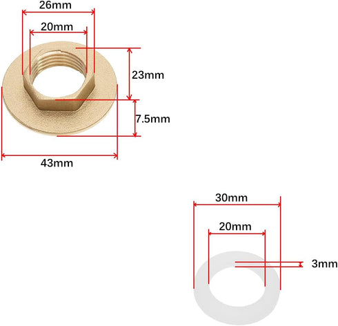 2 Sets Faucet Nut Installation Kit, 1/2 Inch Brass Lock Nuts with Gaskets for Outdoor Gardens, Washing Machines, Air