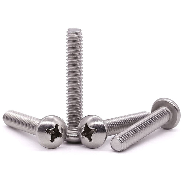 #10-24 x 1-1/4" Pan Head Machine Screw, Phillips Drive, 304 Stainless Steel, 50 Pcs Bright Finish