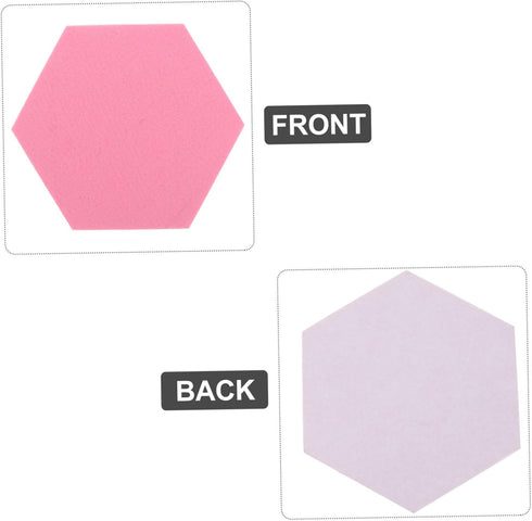 STOBOK 12 Pcs Black Felt Backdrop Wall Sticker with Cork Hexagon Tiles for Self-Adhesive Decorative Memo Board