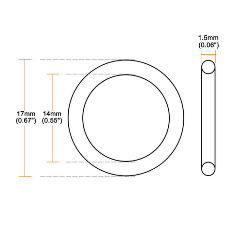 uxcell Silicone O-Rings, 17mm OD 14mm ID 1.5mm Width VMQ Seal Gasket for Compressor Valves, White, Pack of 30