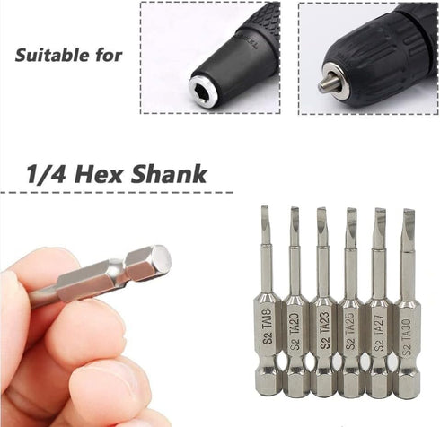 6 Piece Magnetic Triangular Screwdriver Bit Set, S2 Steel 1/4 Inch Hex Triangle Drill