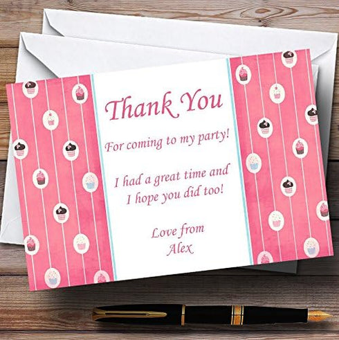 The Card Zoo Pretty Pink Cupcakes Vintage Tea Personalized Party Thank You Cards