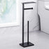 304 Miyili Matte Black Freestanding Toilet Paper Holder with Shelf, Premium SUS Stainless Steel Bathroom Storage