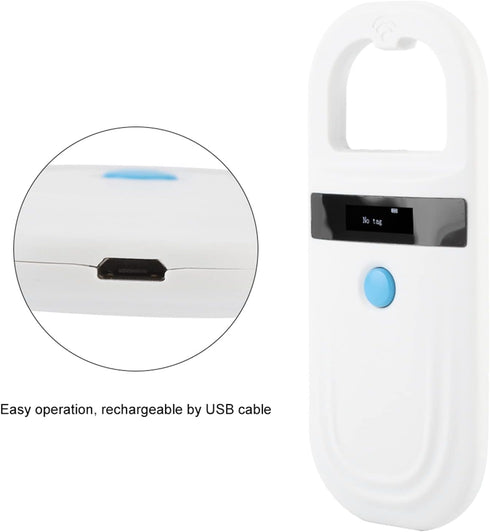 ISO11784 11785 ASHATA Pet Microchip Scanner, Rechargeable Animal Chip ID Scanner OLED Display Support FDX B / EMID