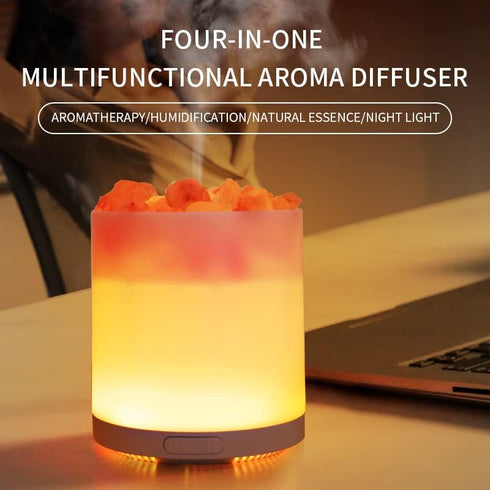 COOZMENT 2-in-1 Interface,7 Himalayan Salt Lamp & Ultrasonic Essential Oil Diffuser, Salt Lamp