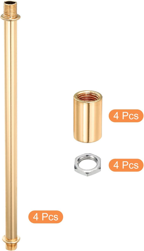 8 Inch M10 4 Set MECCANIXITY Lighting Downrod, Long Threaded Extension Rod Lighting Fixtures for Pendant Light Island