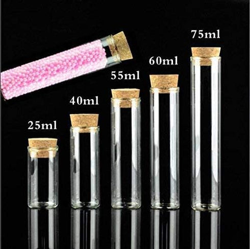 10Pcs 40ml Glass Test Tubes with Cork Stoppers Empty Refillable Clear Flat Borosilicate Glass Bottles Vials Jars for Beads Candy Storage Party Favors Lab 30 x 80mm