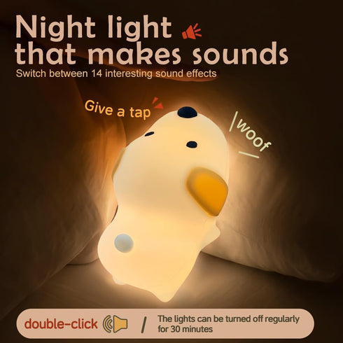 7 3 S NMT Cute Dog Silicone Night Light for Kids Room, Colors Changing Nursery Sleeping Lamp, Level Brightness Beside