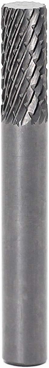 YUFU Solid Carbide Burr SA-1, Cylindrical Shape Double Cut Rotary Burrs File, 1/4 Inch Cutter Dia X 5/8 Inch Cutter