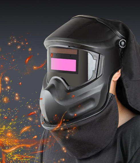 YCD 2 Set Piece Welding Helmet FR Cotton Front Bib & Rear Extended Hood with Press-In Seal, Full Protection, Fits Most