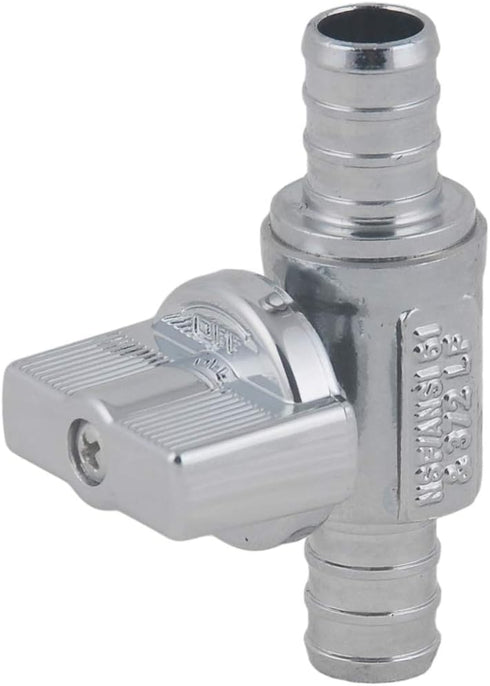 PEX Straight Stop Valve, 1/2-in x 1/2-in PEX 1/4 Quarter Turn LF Brass Chrome Plated Shut Off Valve (2-Pack)