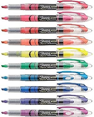 Sharpie 24415PP Accent Liquid Highlighter, Chisel Tip, Assorted 10/Set