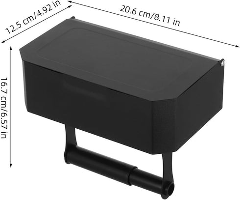 PRETYZOOM Wall-Mounted Stainless Steel Toilet Paper and Wipes Holder with Phone Shelf Bathroom Tissue Box Storage Rack