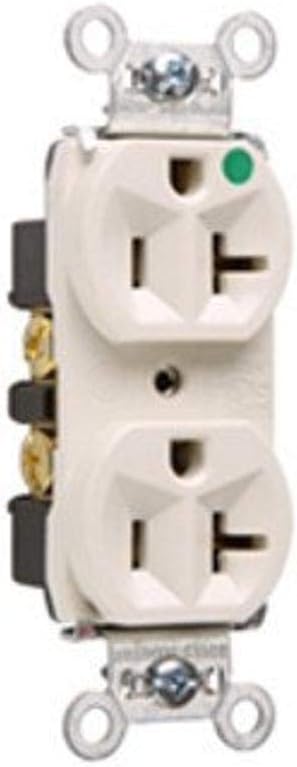 Legrand Pass & Seymour 8300HLA 20 Amp Hospital Grade Duplex Receptacle Outlet, Light Almond, Back and Side Wire