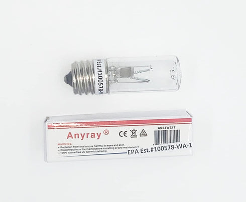 Anyray 2-Bulbs ASE3WE17 Bulb 3Watts 3W E17 3 UV Germicidal Light Lamp Intermediate Watt