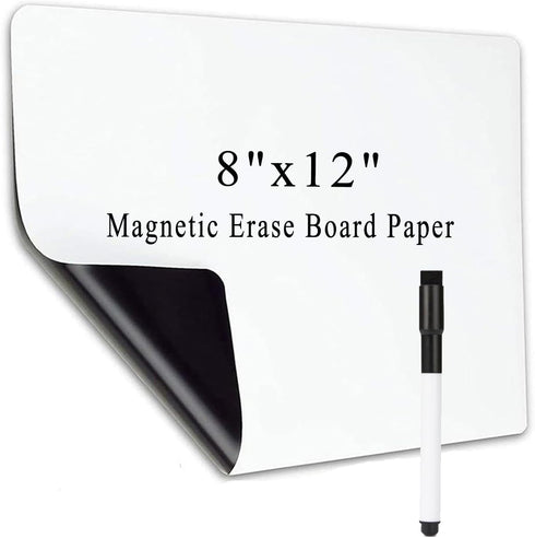 Small Magnetic Dry Erase Board Sheet for Fridge, 8"x12" Erasable Refrigerator Whiteboard for Kitchen, Mini White Board