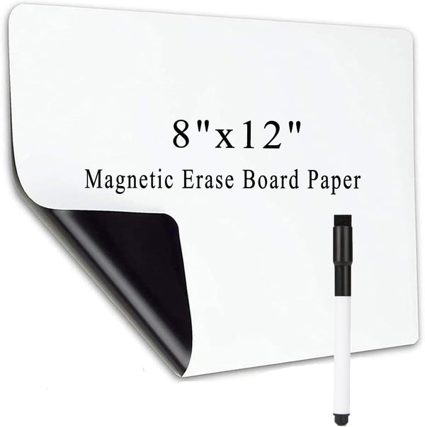 Small Magnetic Dry Erase Board Sheet for Fridge, 8"x12" Erasable Refrigerator Whiteboard for Kitchen, Mini White Board