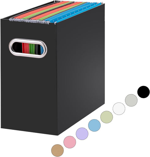 Oterri File Organizer, Small Collapsible Storage Box for Letter Size Files with Handle (Black, 1 Pack)