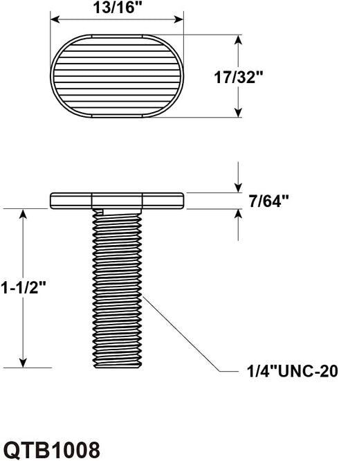 POWERTEC 1/4"-20 T Track Bolts, 20 Pack, 1-1/2 Inch Long T Slot Bolts for Woodworking Jigs and Fixtures (QTB1008)