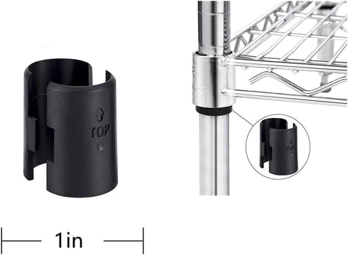 24 Pack Pairs Wire Shelving Shelf Lock Clips for 1 Inch Post - Shelving Sleeves Replacements for Wire Shelving System (24 Pcs 1 Inch Dia)