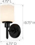 588210 1-Light Dimmable Design House Aubrey Transitional Indoor Wall Light Frosted Glass for Hallway Foyer Bathroom