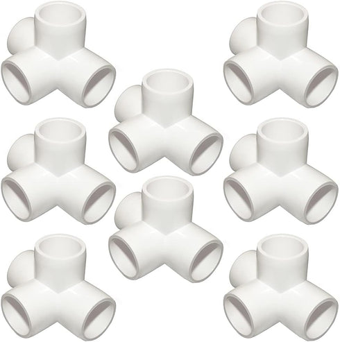 1-1/2“ Tee PVC Fitting 4 Way Elbow Connector, 90 Degree Side Outlet, PVC Corner Fittings for Furniture Building (Pack