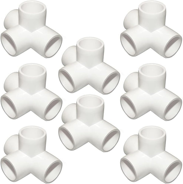 1-1/2“ Tee PVC Fitting 4 Way Elbow Connector, 90 Degree Side Outlet, PVC Corner Fittings for Furniture Building (Pack