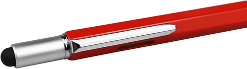 DUNBONG Metal Multi Tool Pen - 6-in-1 Stylus Pen with Screwdriver, Ballpoint Pen, Level, and Ruler in Red