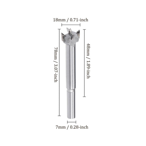 Forstner Drill Bit, 18mm Tungsten Carbide Auger Opener for Woodworking Use, Round Shank