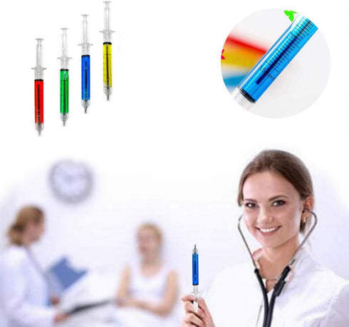 Multi-Color Syringe Pen, Writes in Black Ink, Nurse Pens, Office Supplies, 24 Pieces