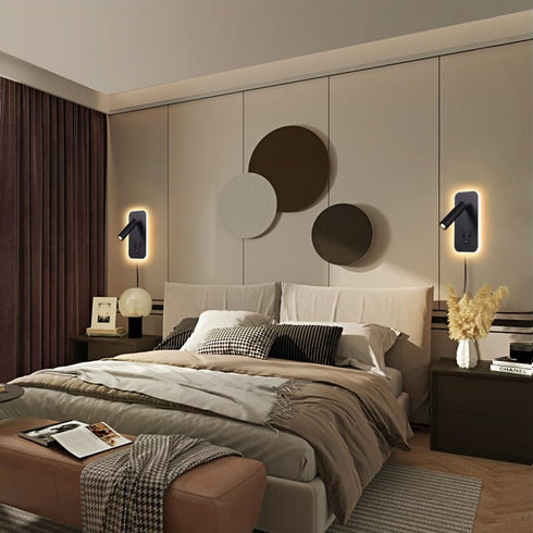 AWEKLIY Wall Mounted LED Reading Light for Bed Headboard, Bedside Wall Sconces USB Charging, Night Light for Bedroom