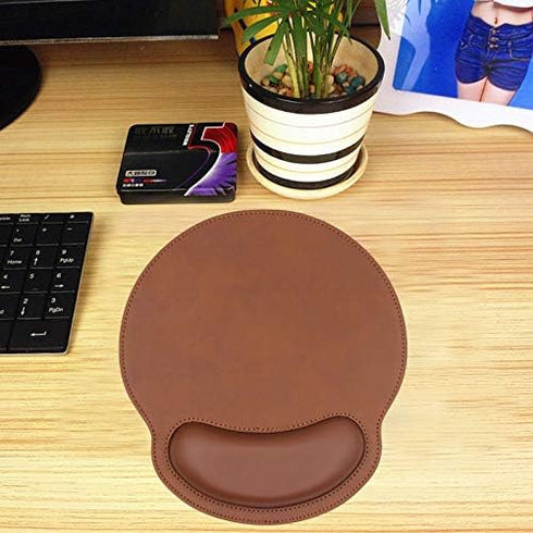 Leather Mouse Pad with Wrist Support, Ergonomic Memory Foam for Office, Gaming, Computer, Laptop Pain Relief