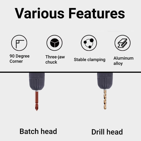 Right Angle Drill 90 Degrees Extension Chuck 8mm Shaft Electric Drill Tool for Tight Corner Workspace