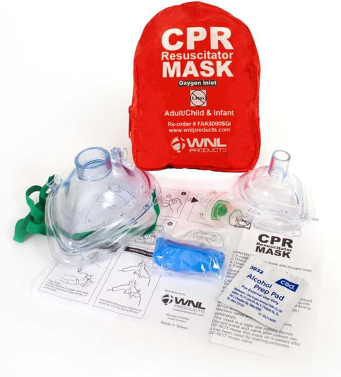 WNL Products CPR Rescue Mask - Adult/Child & Infant Pocket Resuscitator with Soft Case Kit