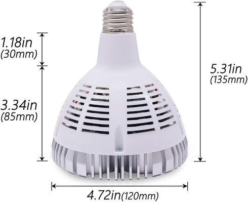 Aolyty 45w (85W Equivalent) PAR38 LED Bulb White 6000K 3500lm E26 Base 35 Degree Beam Angle Track Spotlight with Fan AC 120v (White) by Aolyty