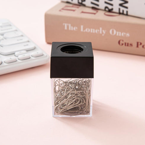 Black Magnetic Paper Clip Dispenser Holder Paperclip Dispenser for Desk, School, Office, Desk Supplies Holders and Dispensers Desk Accessories and Workspace Organizers Office and School Supplies