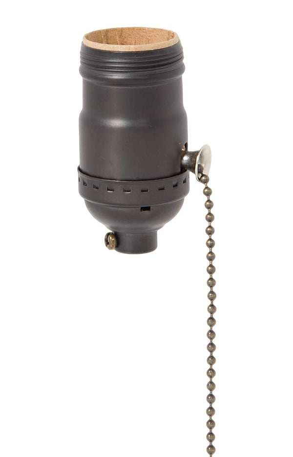B&P Lamp Brass Pull Chain Socket, Antique Bronze Finish, Pull Chain, On/Off