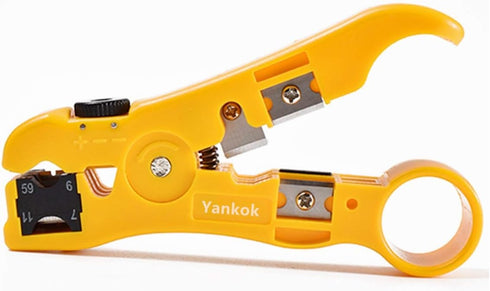 Yankok Universal Stripping and Cutting Tool - For Round and Flat STP UTP Cat5 Cat6 Cat7 Ethernet and Coaxial Cables