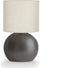 Modern Small Table Lamp with Grey Metal Base and Linen Shade, 10.4