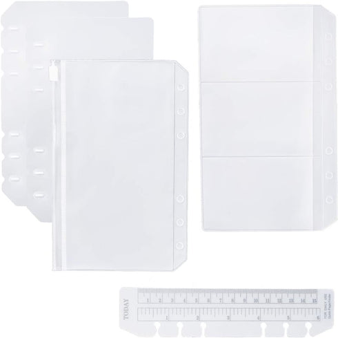 Moterm 2 PCs Page Lifter, Transparent Separator, Bookmark Ruler, PVC Storage Card Holder, Zipper Bag for Planner