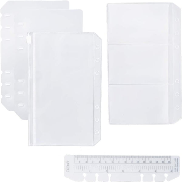 Moterm 2 PCs Page Lifter, Transparent Separator, Bookmark Ruler, PVC Storage Card Holder, Zipper Bag for Planner
