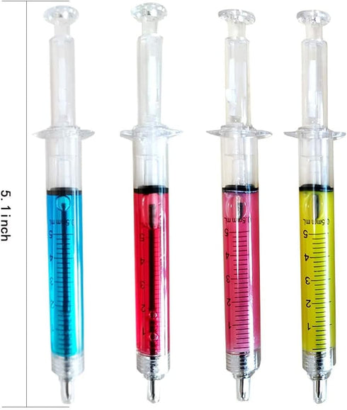 MultiColor Macaron Syringe Pens, Writes in Black Ink, Party Favors, Office Supplies (12 Color, 24 Pieces)