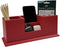 UnionBasic Desk Organizer, Desktop Caddy, Leather Multi-compartment Pen Holder, Office Stationery Organizer, Red