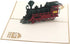HLXFF3 Cute Star Retro Train 3D Pop Up Greeting Cards with Envelope, Gold Cover
