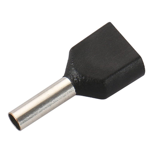 Baomain 100 Pack of AWG 16/1.5mm² Copper Crimp Connector Twin Insulated Ferrule Pin Cord End Terminal TE1508 Black