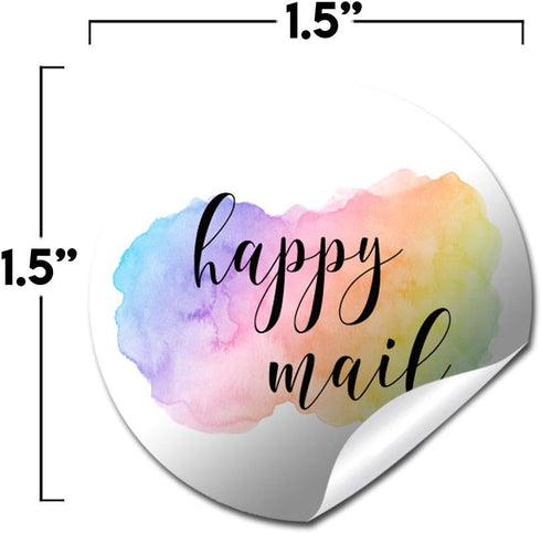 Pastel Watercolor Happy Mail Thank You Sticker Labels, 60 1.5" Circle Stickers by AmandaCreation for Small Businesses