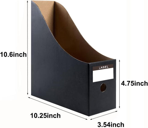Foldable Desk File Holder Organizer Sturdy Cardboard Magazine Storage Box Document Rack with Blank Label Stickers for Home School Office (5, Matte Black) by Fiyerna