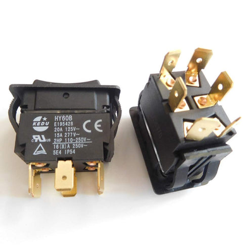 KEDU HY60B 125/250V 20/15A 6 Pins Rocker Switch ON-Off-ON Push Button Switches for Industrial Electric Power Tools