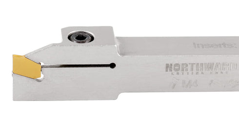 Accusize Industrial Tools 1/2'' Shank Heavy Duty Indexable Grooving/Cut-Off Holder, Nickel Plated with Carbide Insert