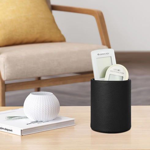 Pen Holder for Desk, Cute Cup Organizers (Black, 3.94" x 3.15" x 3.15")